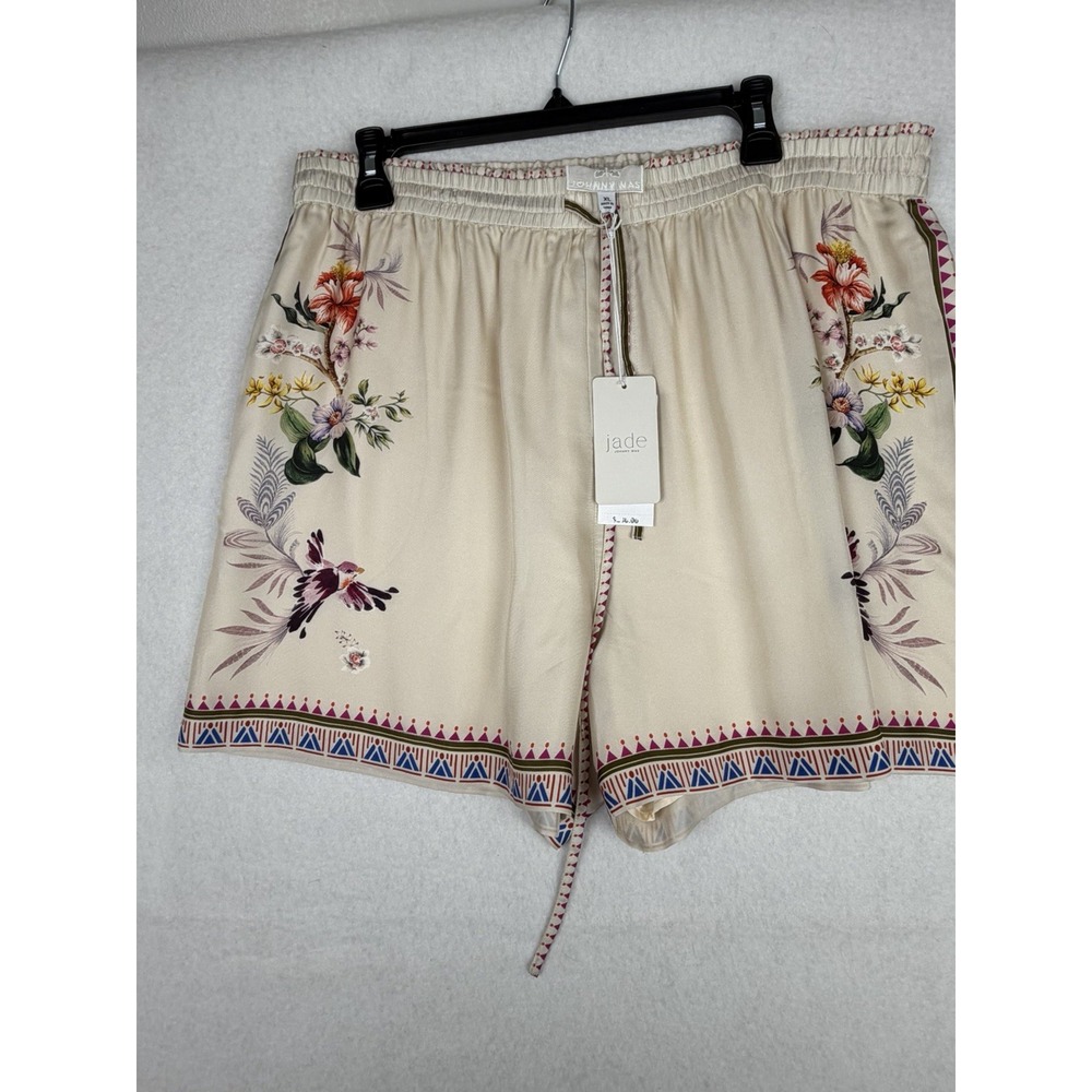 Johnny Was NWT Woman's XL Jade Floral Print Shorts Elastic Waist Drawstring